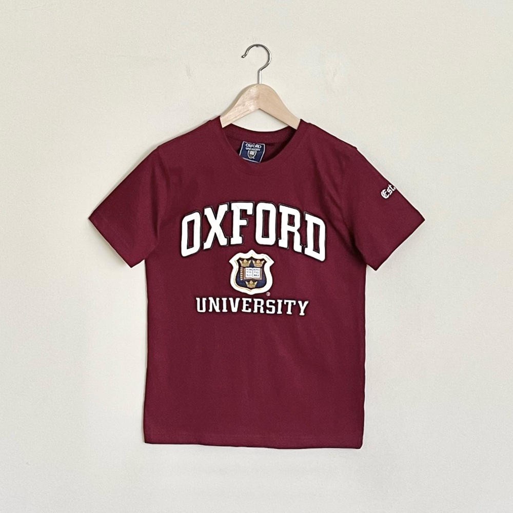 Oxford University Embroidered Burgundy College T Shirt Adult size Small